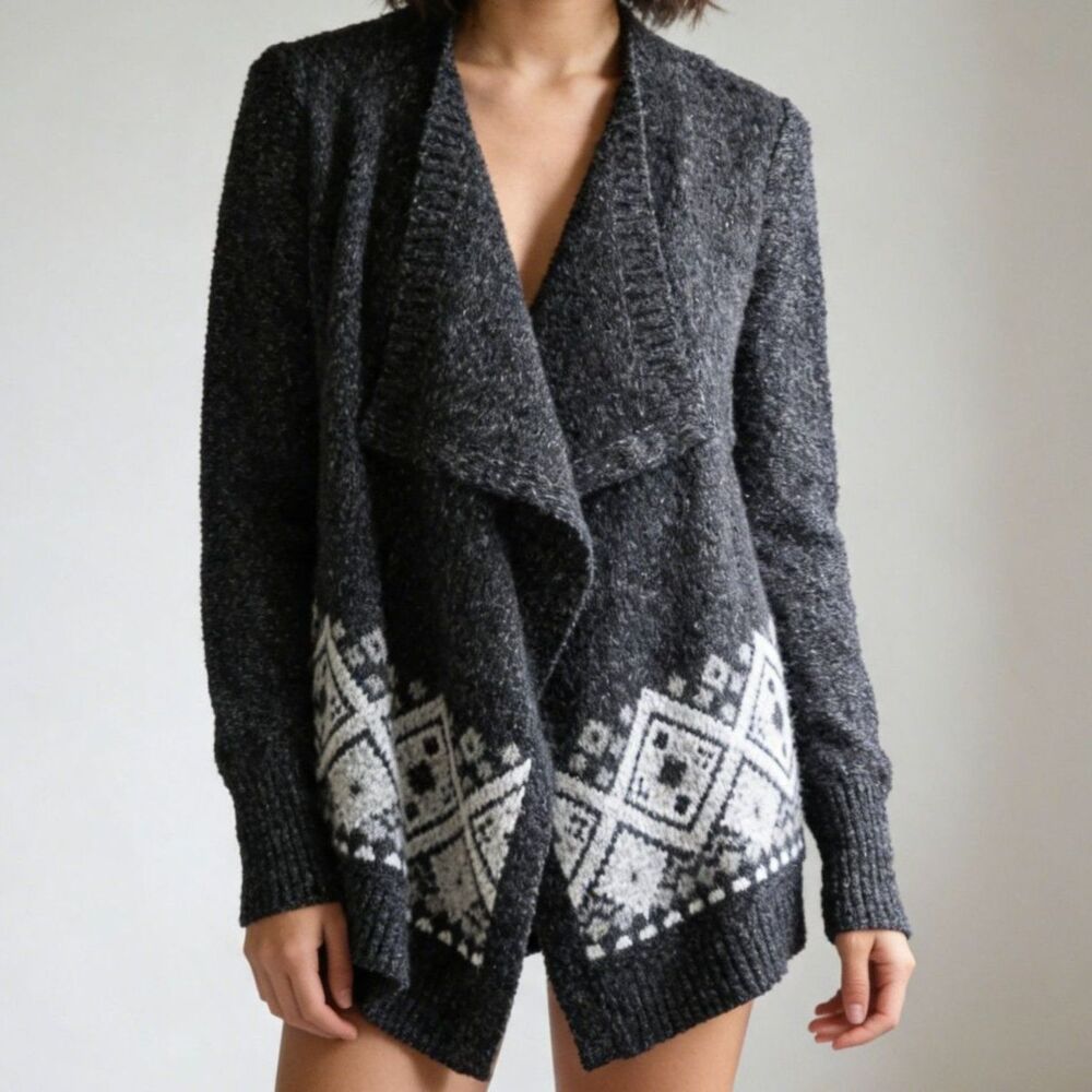 Hollister Sweater Small Womens Open Front Nordic Aztec Fall Winter Y2K Boho